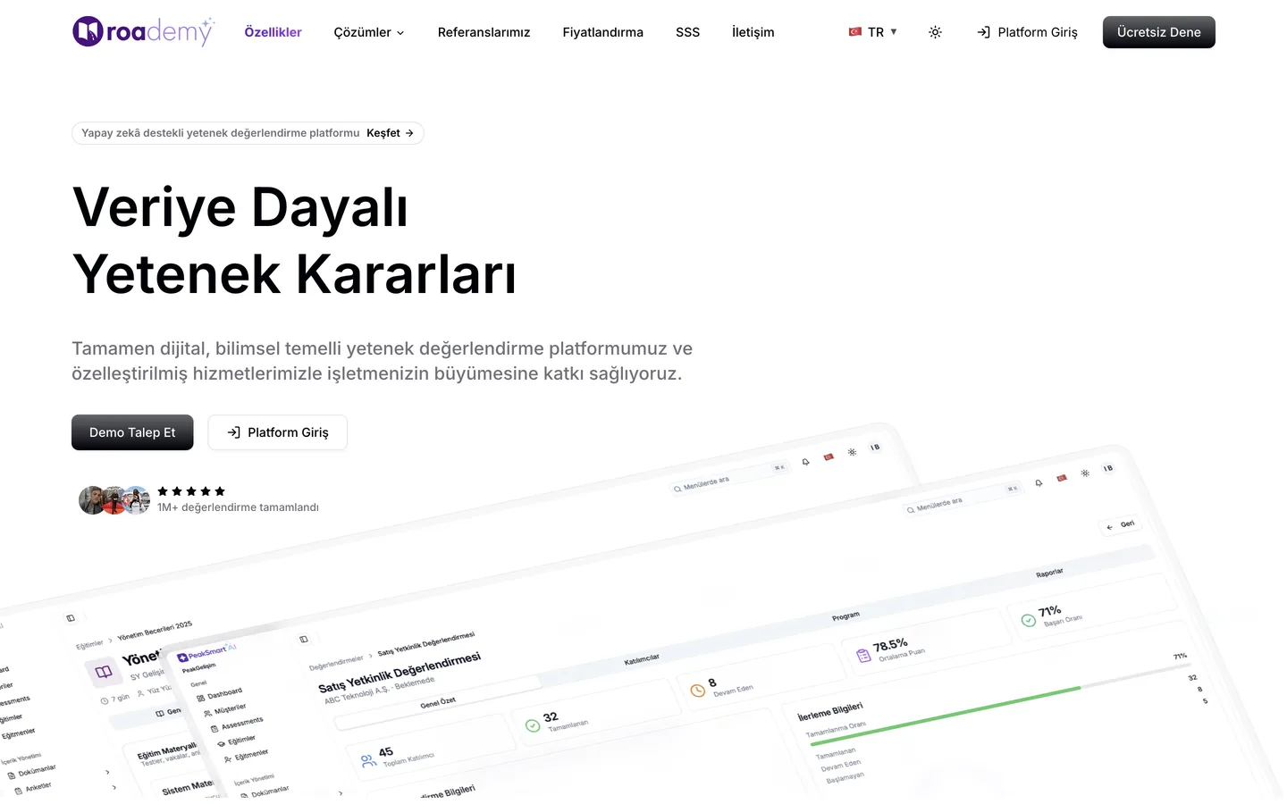 Roademy ana sayfa görünümü